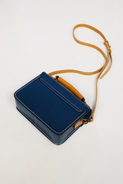 Beautiful Blue Calf Leather Women's Satchel Handbag