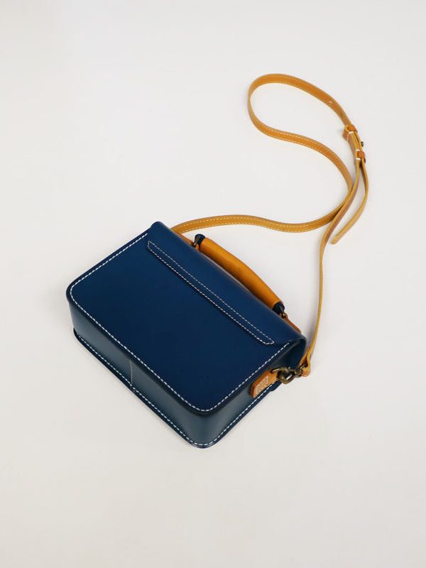 Beautiful Blue Calf Leather Women's Satchel Handbag