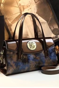 Beautiful Blue Embossed Classy Calf Leather Tote Handbag