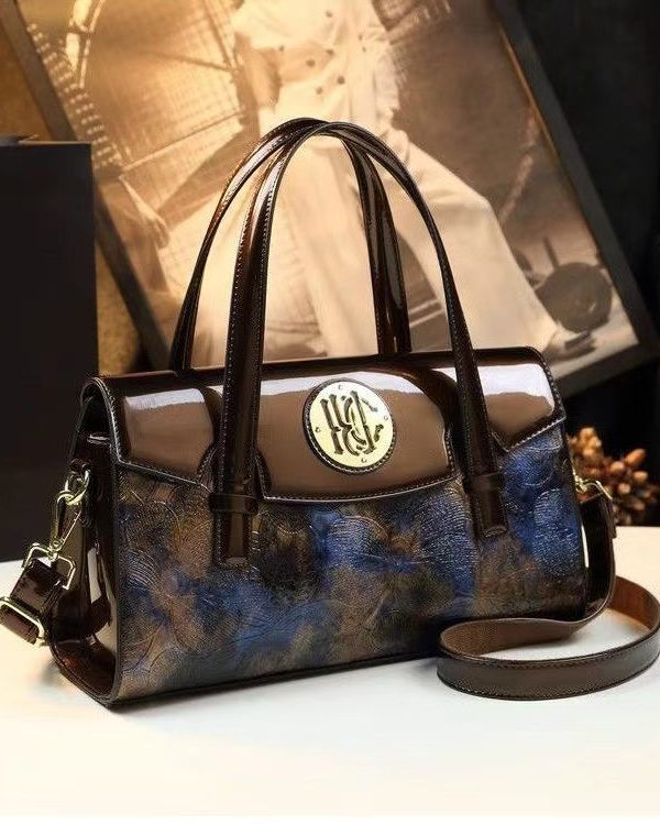 Beautiful Blue Embossed Classy Calf Leather Tote Handbag