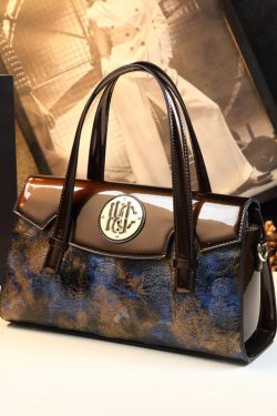 Beautiful Blue Embossed Classy Calf Leather Tote Handbag