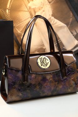 Beautiful Blue Embossed Classy Calf Leather Tote Handbag