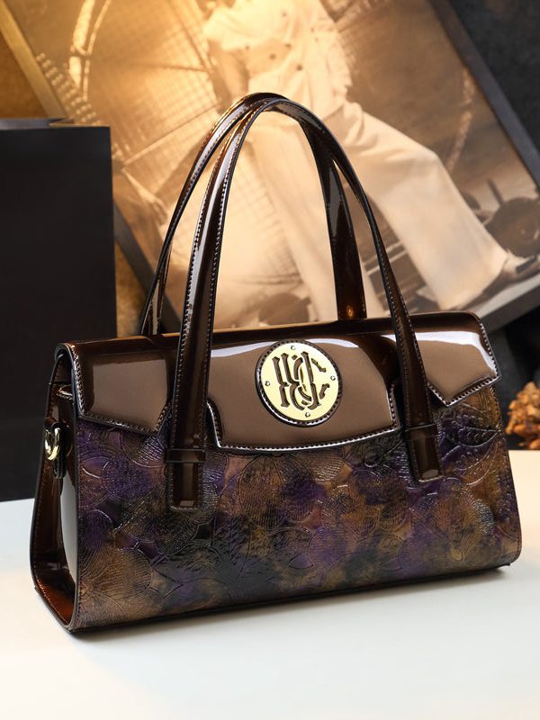 Beautiful Blue Embossed Classy Calf Leather Tote Handbag