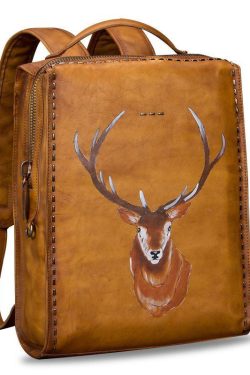 Beautiful Brown Animal Print Calf Leather Backpack Bag