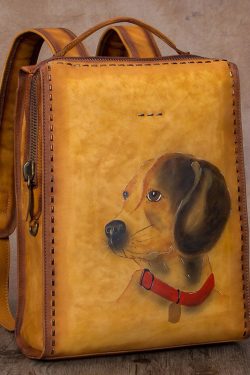 Beautiful Brown Animal Print Calf Leather Backpack Bag