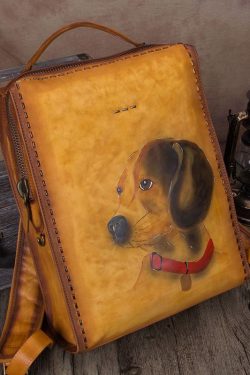 Beautiful Brown Animal Print Calf Leather Backpack Bag