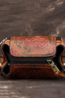 Beautiful Brown Flower Jacquard Calf Leather Tote Handbag