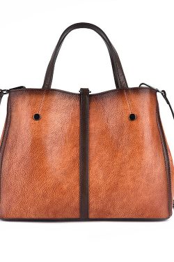 Beautiful Brown Jacquard Calf Leather Tote Handbag For Women