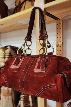 Beautiful Brown Patchwork Solid Durable Fine Suede Shoulder Bags