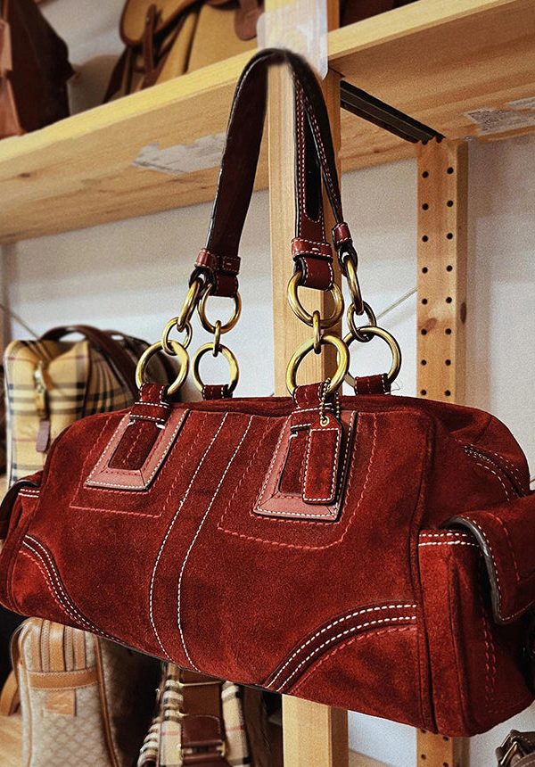 Beautiful Brown Patchwork Solid Durable Fine Suede Shoulder Bags