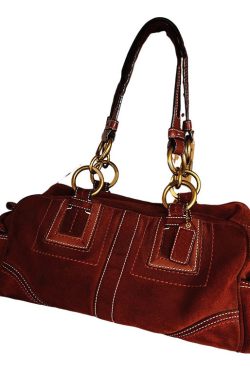 Beautiful Brown Patchwork Solid Durable Fine Suede Shoulder Bags