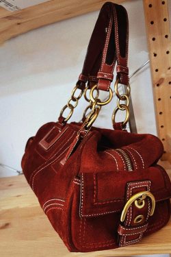 Beautiful Brown Patchwork Solid Durable Fine Suede Shoulder Bags