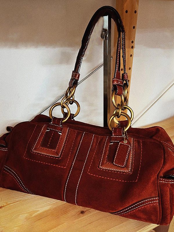 Beautiful Brown Patchwork Solid Durable Fine Suede Shoulder Bags
