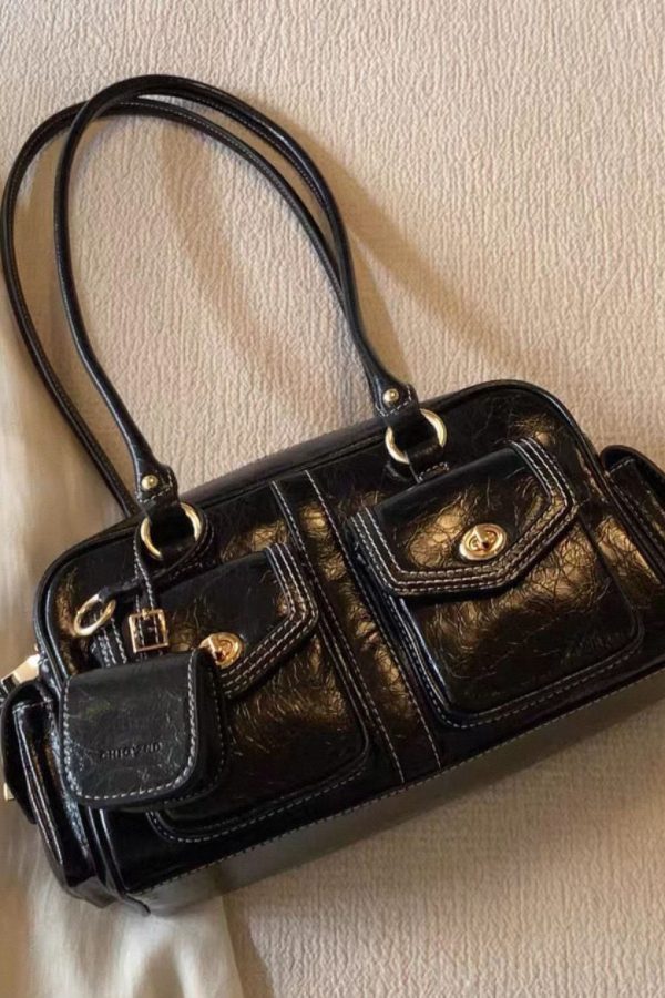 Beautiful Brown Pockets Faux Leather Tote Handbag