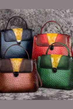 Beautiful Brown Rub color Paitings Calf Leather Messenger Bag