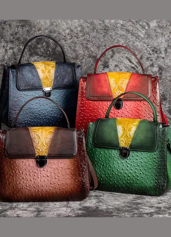 Beautiful Brown Rub color Paitings Calf Leather Messenger Bag