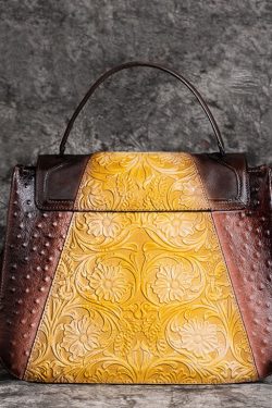 Beautiful Brown Rub color Paitings Calf Leather Messenger Bag