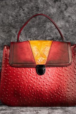 Beautiful Brown Rub color Paitings Calf Leather Messenger Bag