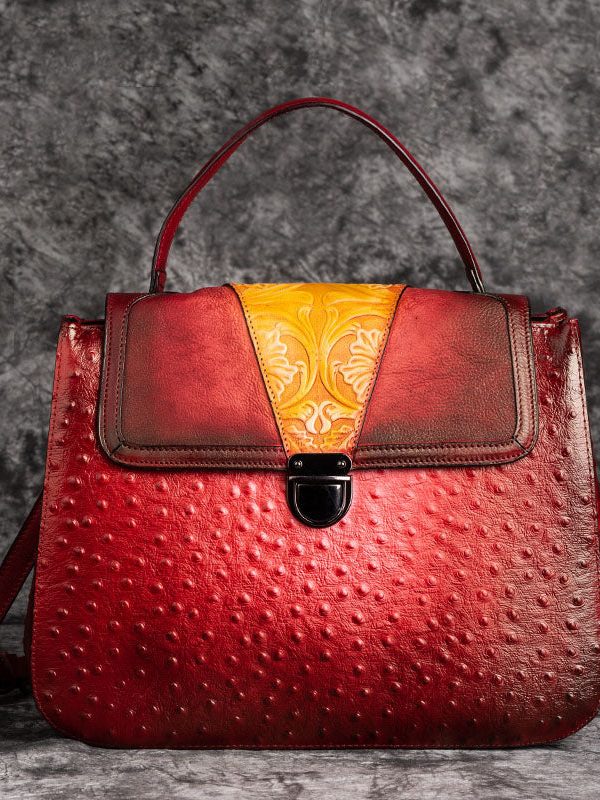 Beautiful Brown Rub color Paitings Calf Leather Messenger Bag