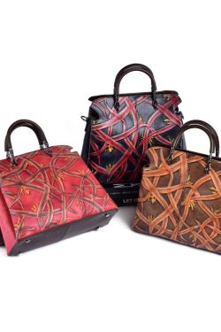 Beautiful Chocolate Embossing Calf Leather Tote Handbag