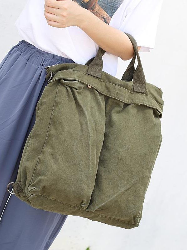 Beautiful For Women Casual green Canvas Square Backpack