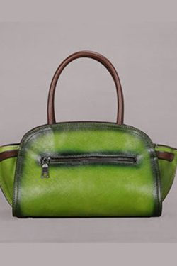 Beautiful Green Rub color Paitings Calf Leather Messenger Bag