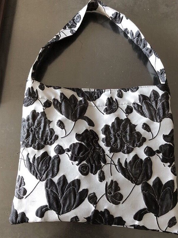 Beautiful Grey Flower Jacquard Square Spandex Satchel Handbag