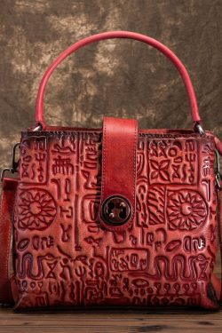 Beautiful Grey Oracle bone pattern Paitings Leather Satchel Handbag