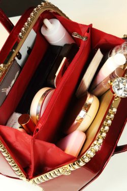 Beautiful Leopard Zircon Faux Leather Tote Handbag