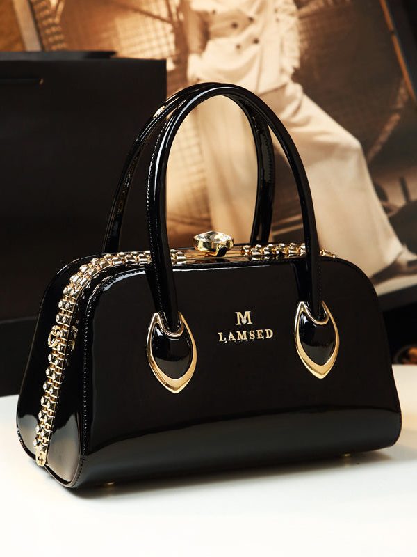 Beautiful Leopard Zircon Faux Leather Tote Handbag