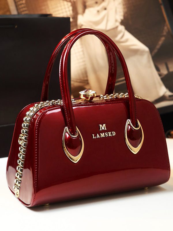 Beautiful Leopard Zircon Faux Leather Tote Handbag