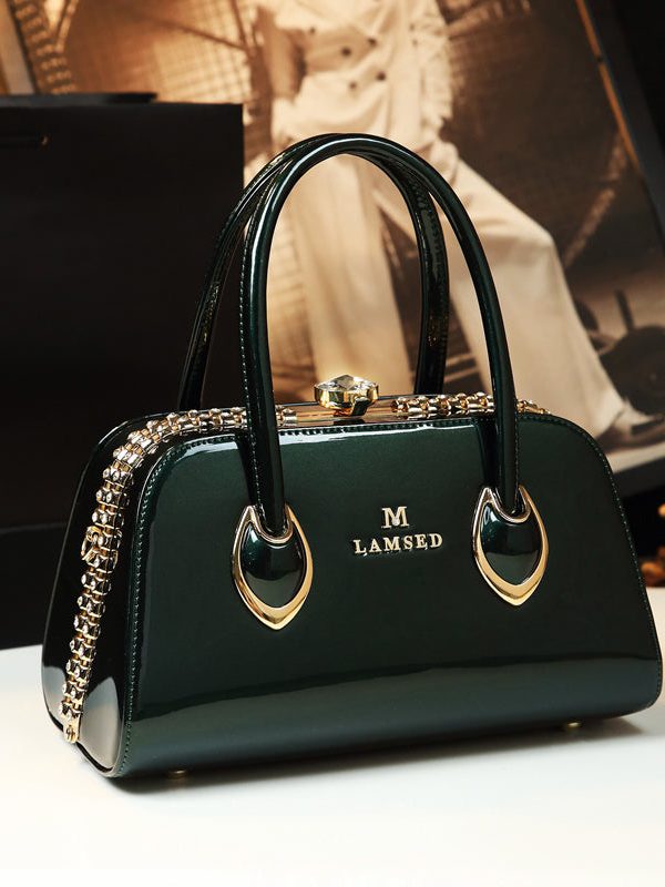 Beautiful Leopard Zircon Faux Leather Tote Handbag