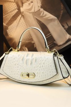 Beautiful Orange Crocodile Pattern Durable Leather Tote Handbag