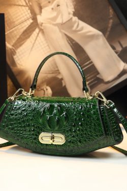 Beautiful Orange Crocodile Pattern Durable Leather Tote Handbag