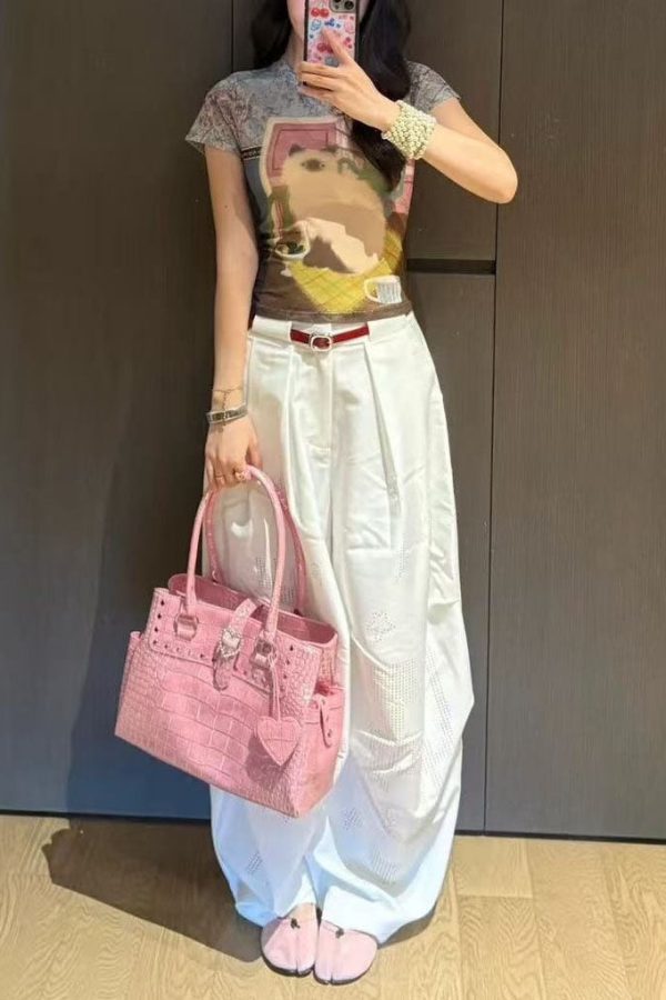 Beautiful Pink Rivet Solid Durable Faux Leather Shoulder Bags