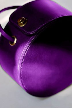 Beautiful Purple Calf Leather Round Bag
