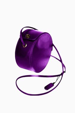 Beautiful Purple Calf Leather Round Bag
