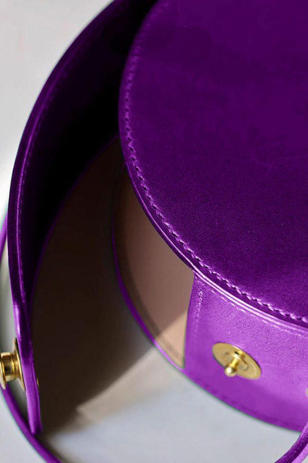 Beautiful Purple Calf Leather Round Bag