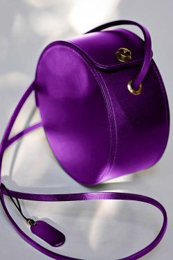 Beautiful Purple Calf Leather Round Bag