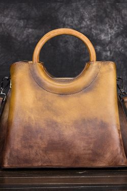 Beautiful Purple Gradient Color Calf Leather Tote Handbag