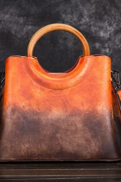 Beautiful Purple Gradient Color Calf Leather Tote Handbag