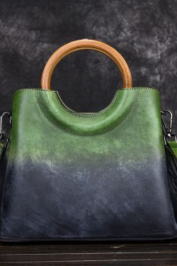 Beautiful Purple Gradient Color Calf Leather Tote Handbag