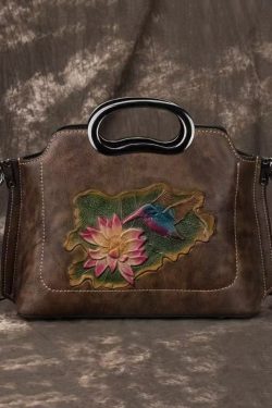 Beautiful Red Embossed Versatile Calf Leather Tote Handbag