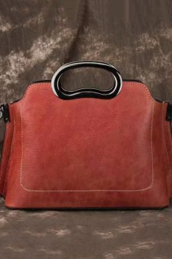 Beautiful Red Embossed Versatile Calf Leather Tote Handbag