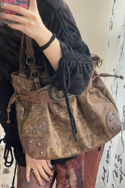 Beautiful Rose Drawstring Faux Leather Pouch Bag