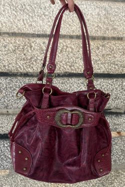 Beautiful Rose Drawstring Faux Leather Pouch Bag