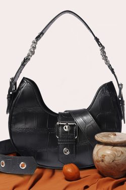 Beautiful White Jacquard Solid Durable Faux Leather Saddle Bag