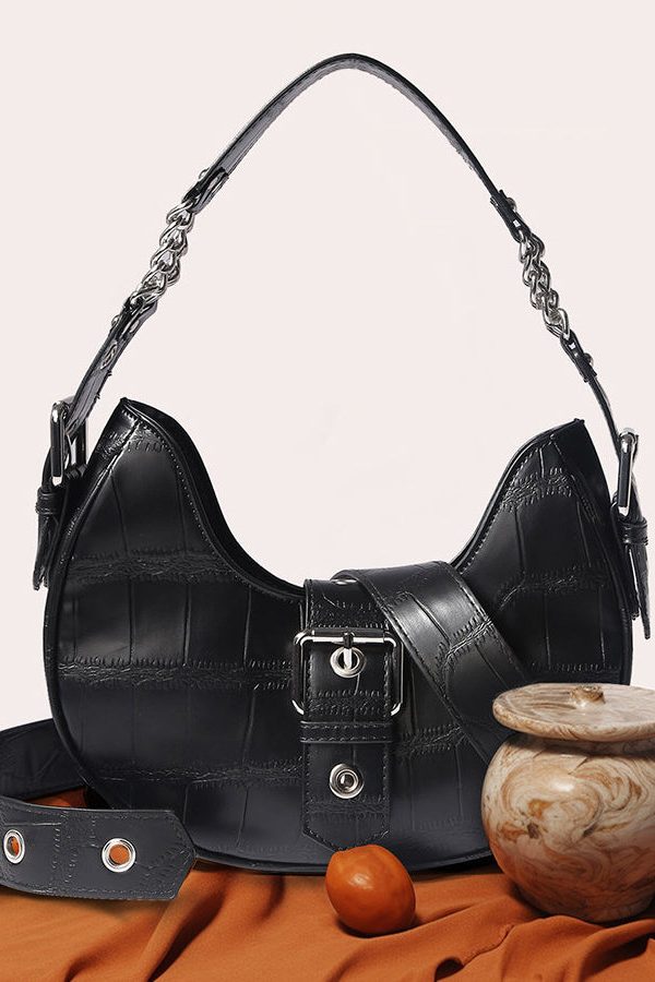 Beautiful White Jacquard Solid Durable Faux Leather Saddle Bag