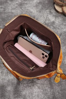 Beautiful Yellow Crocodile pattern Paitings Calf Leather Satchel Handbag