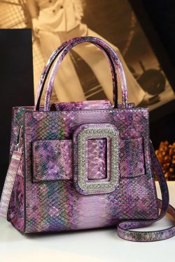 Beautiful Zircon Solid Durable Faux Leather Tote Handbag